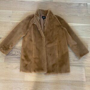 Express Light Brown Faux Fur Coat Size Medium NWT